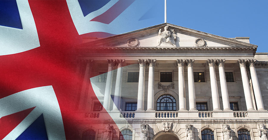 Bank of England with the flag of England