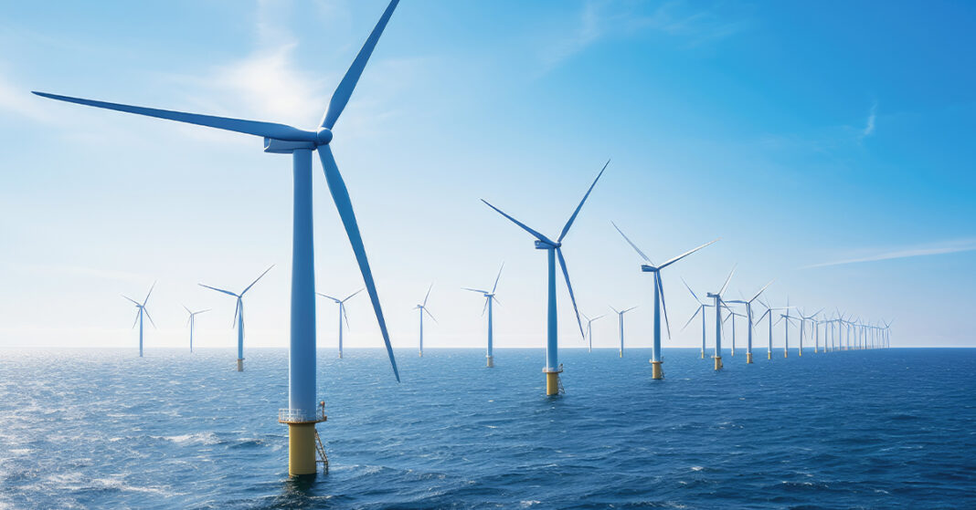 Wind turbines in the countryside, a symbol of progress during the energy crisis