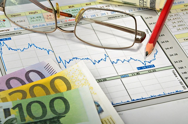 nalyzing financial data with a magnifying glass and Euro banknotes, symbolizing financial leverage and careful investment.